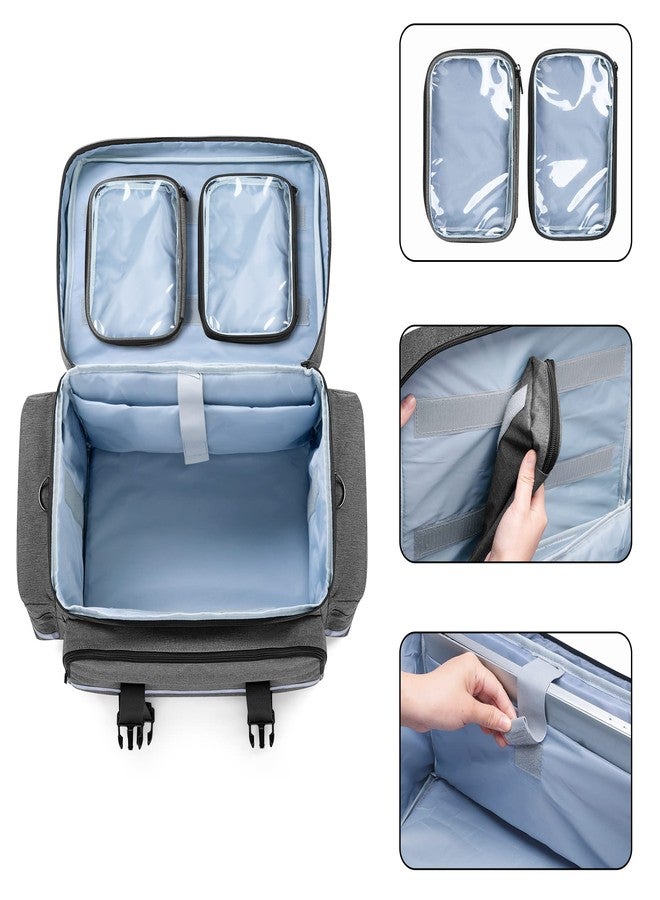 داميرو حقيبة داميرو الطبية بعجلات قابلة للفصل، حقيبة معدات طبية مزودة بجيوب وفواصل قابلة للإزالة، حقيبة إسعافات أولية فارغة لممرضات الرعاية الصحية المنزلية والأطباء وفنيي الطوارئ الطبية وخدمات الطوارئ الطبية، رمادي - Image 3